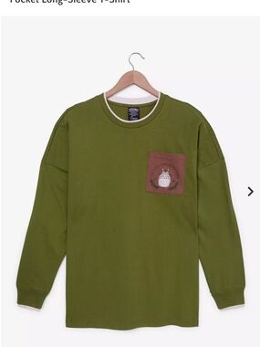 My Neighbor Totoro Olive Green Crewneck Pocket Sweater with Graphic on back